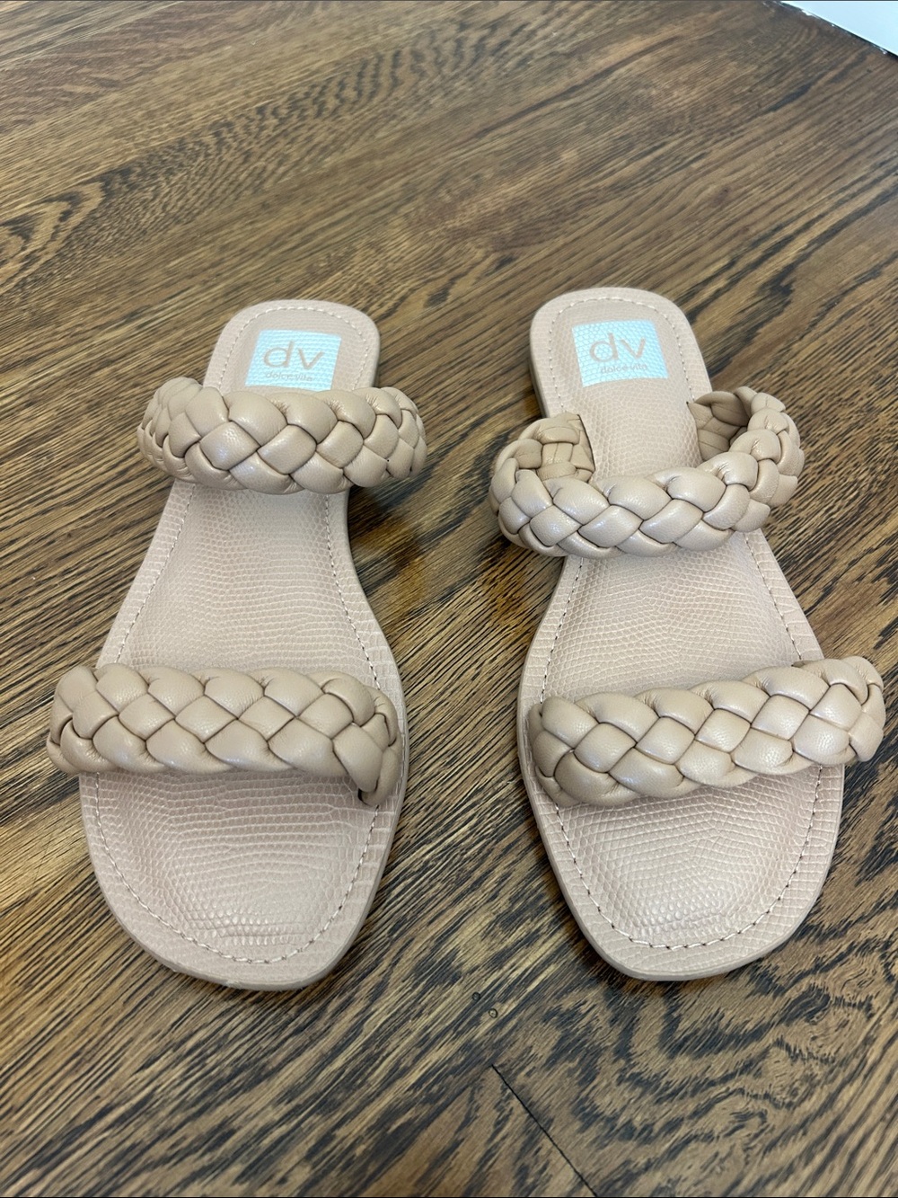 DV by Dolce Vita Braided Double-Strap Slide Sandals in Beige